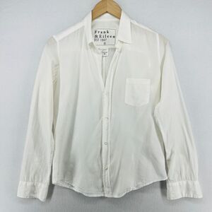 FRANK & EILEEN Shirt S Barry Button Up Long Sleeve Woven Cotton White USA